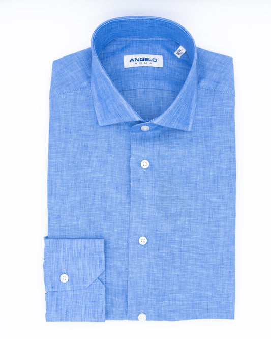 Regular fit shirt with pleats - French collar 100% linen