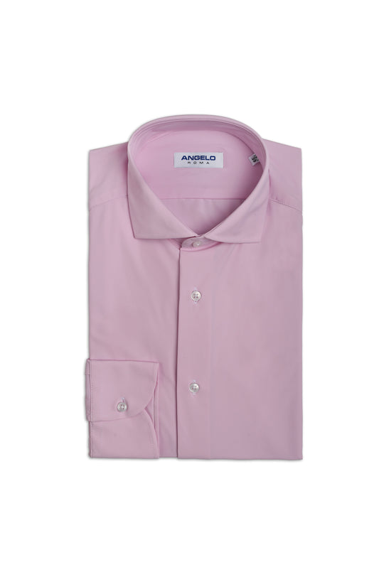 Regular stretch shirt - French collar 100% Pink Nylon