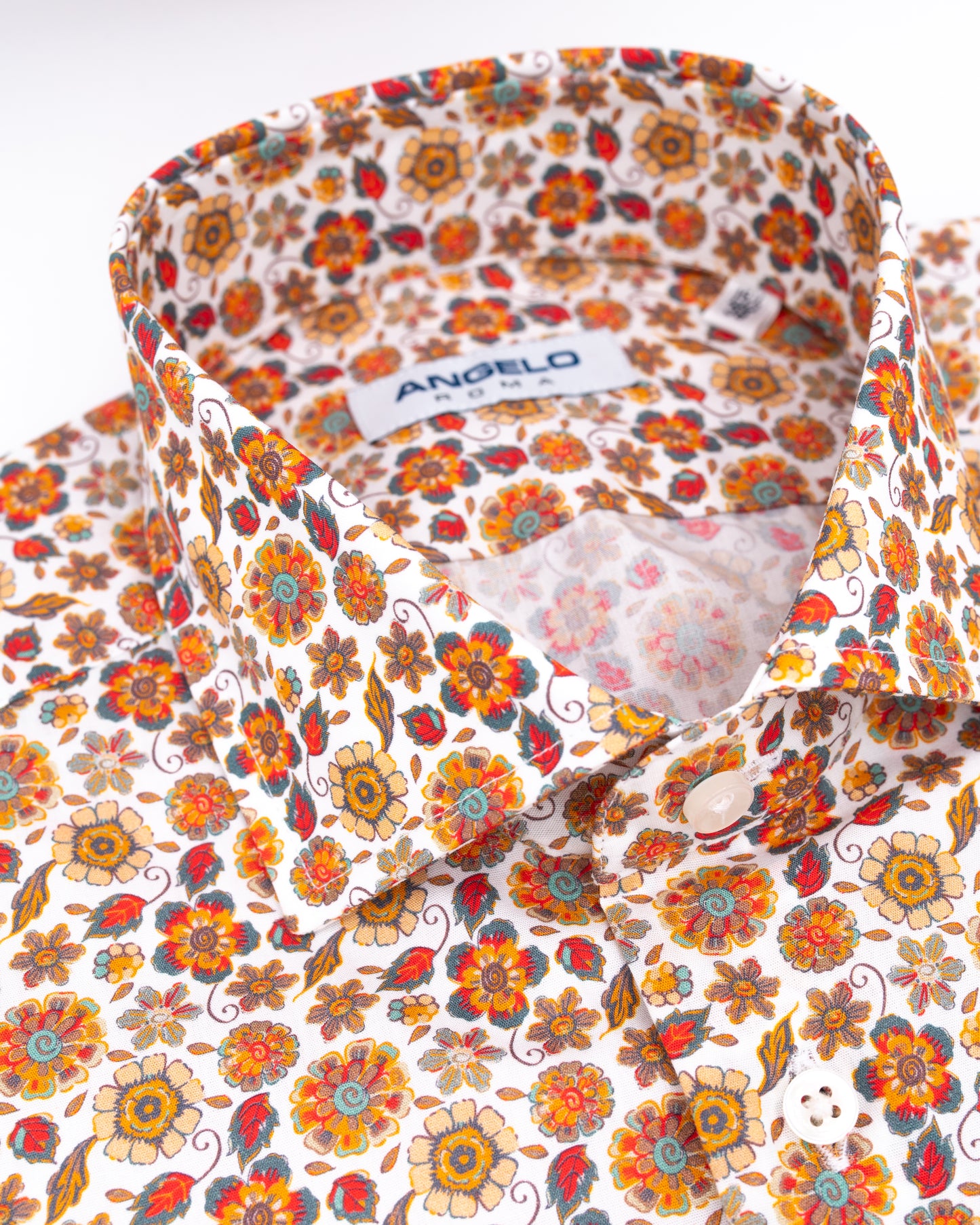 Camicia cotone fiori arancio