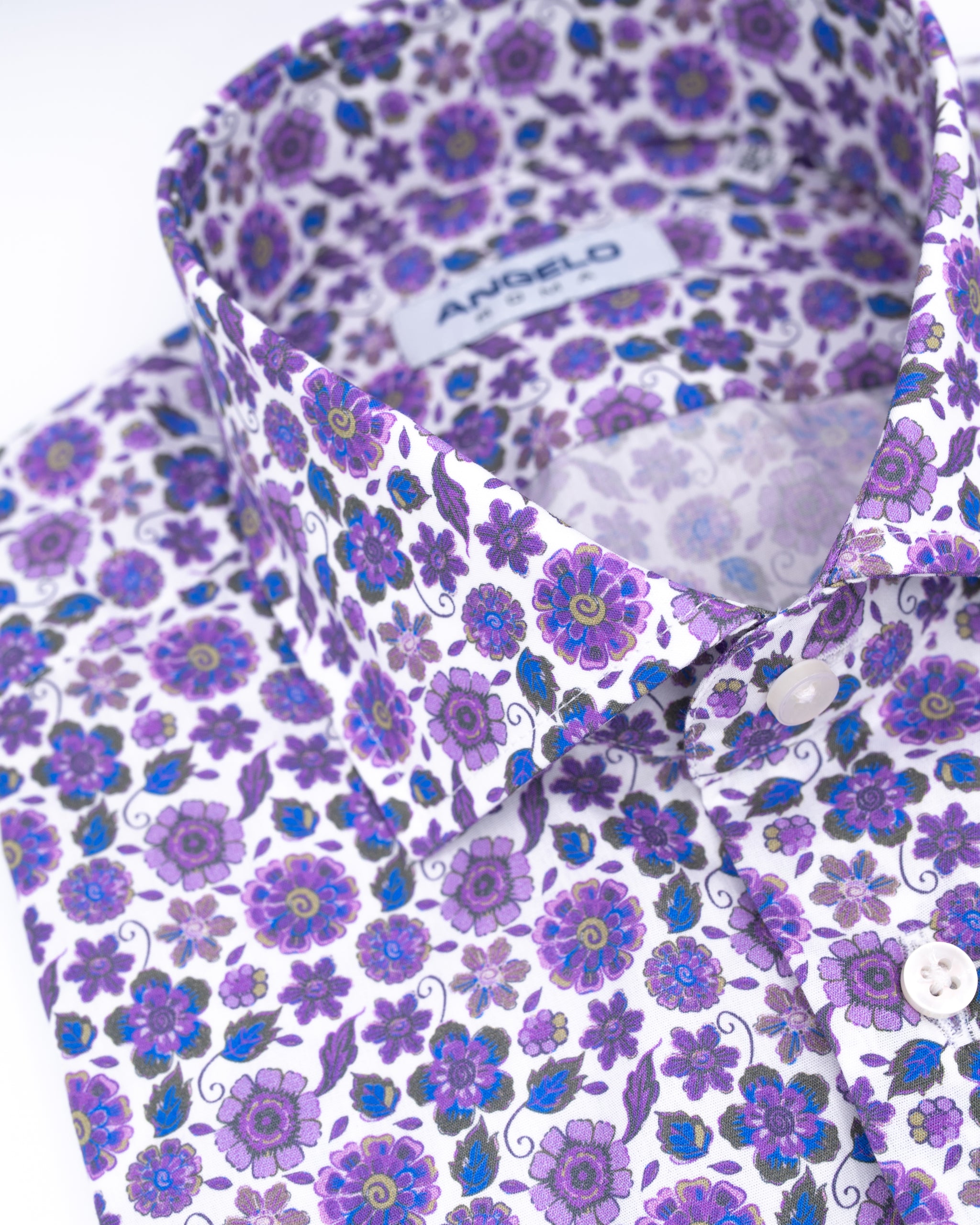 Regular fit shirt with pleats - French collar 100% printed cotton