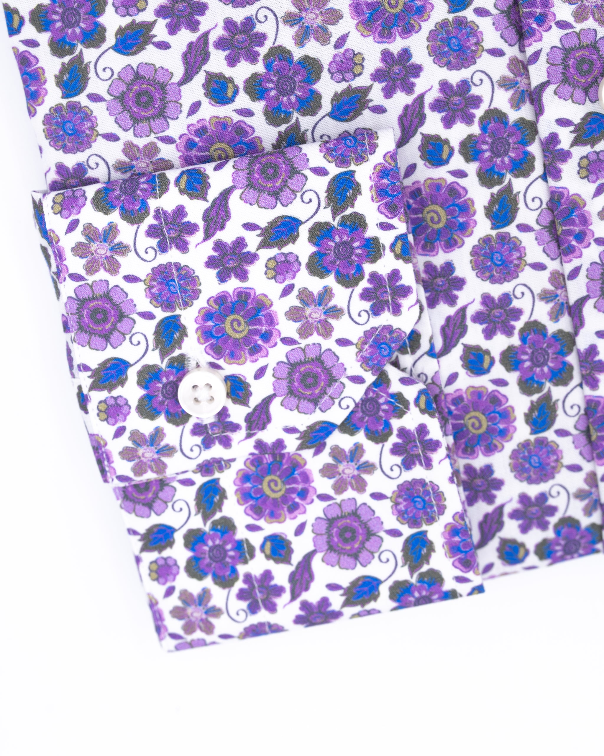 Regular fit shirt with pleats - French collar 100% printed cotton