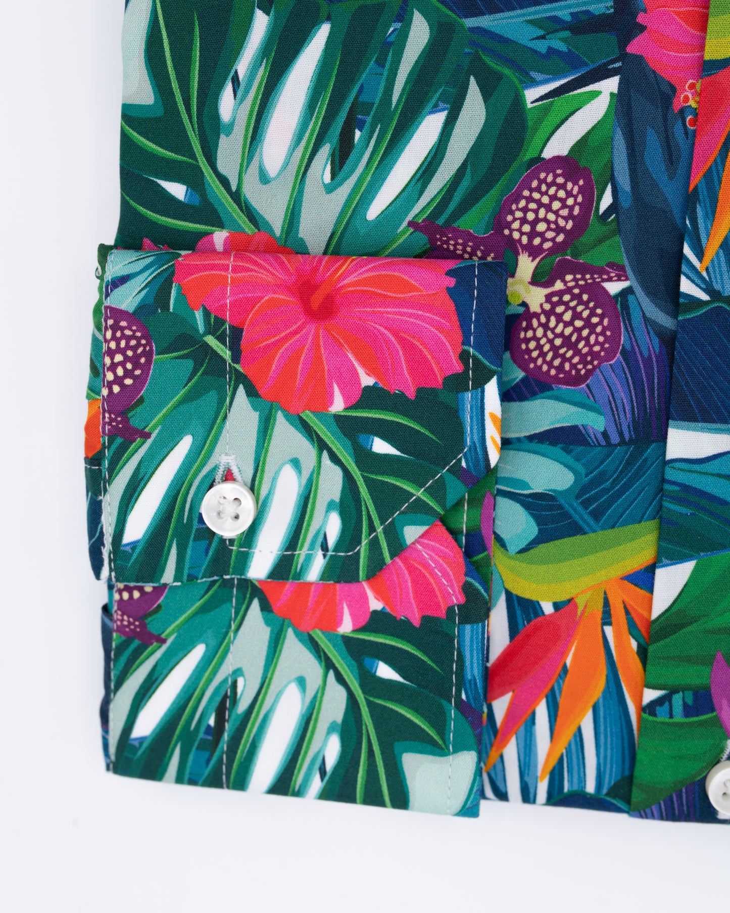 Regular fit shirt with pleats - French collar - Flower design